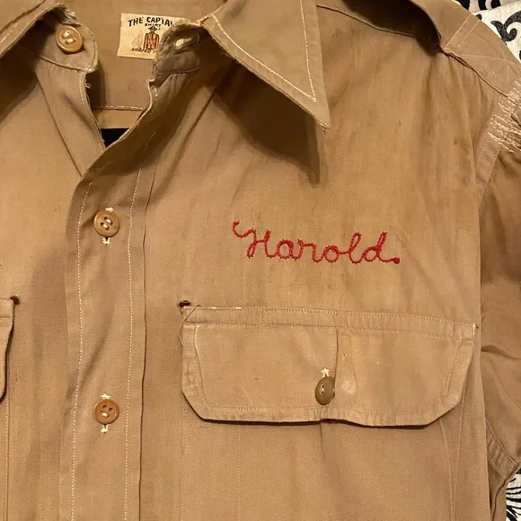 Vintage 1940s era ASHCRAFT BROS. FLYING SERVICE technician work shirt. - Picture 7 of 9